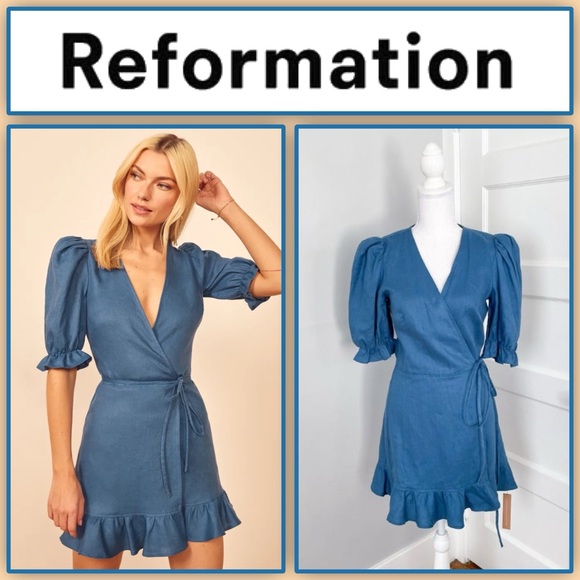 REFORMATION- Carmelo Wrap Mini Dress (NWT) - Picture 1 of 15